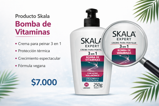 Crema Bomba de Vitaminas Para Peinar 3En1 Con Protector Térmico 250 G - SKALA