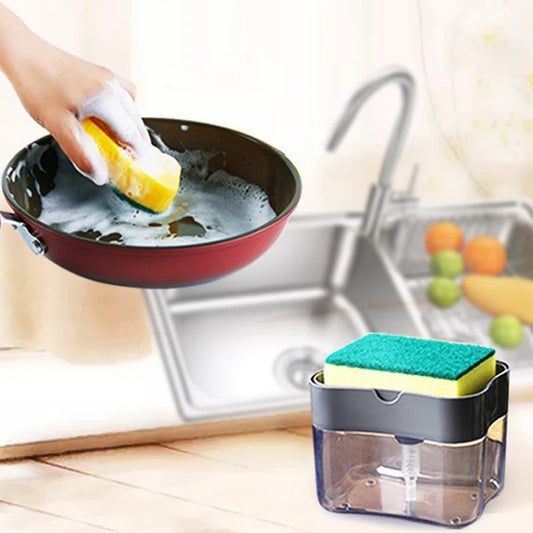 Dispensador de Jabón Portátil para Cocina con Esponja