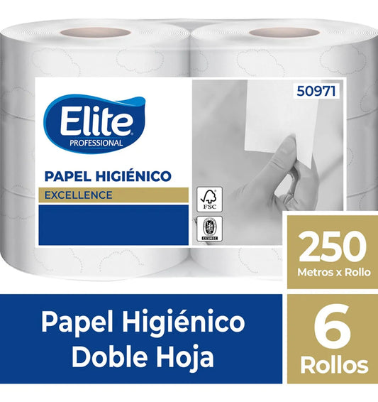 Papel Higienico Elite 6 rollos 250 m doble hoja