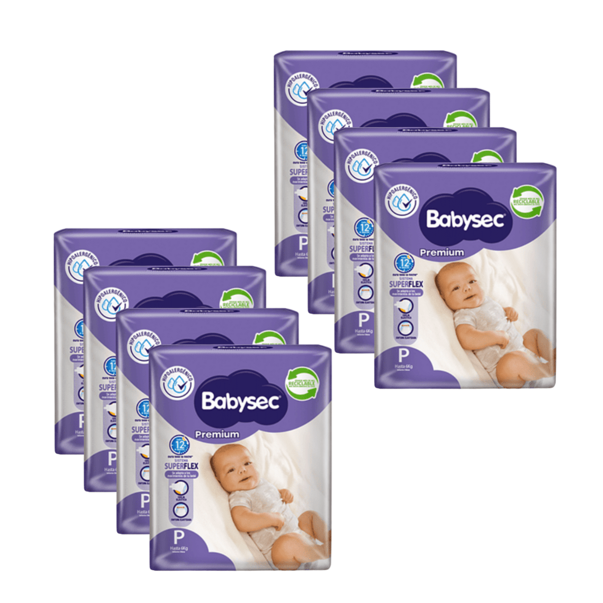 Manga Pañal BabySec Talla P -8 paquetes de 20 unidades